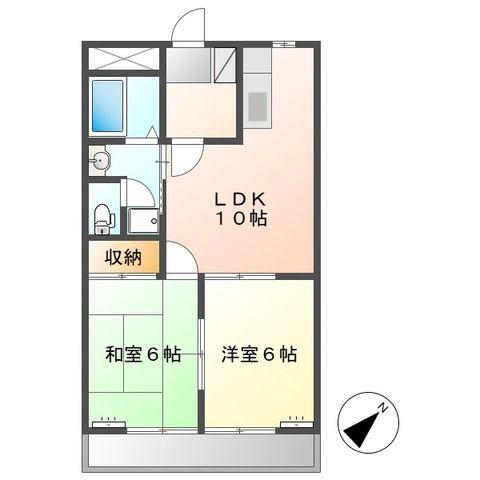 ユーカリハイツ(2LDK/2階)の間取り写真