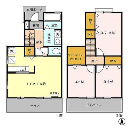 GREEN FOREST聖蹟(3LDK/1階)の間取り写真