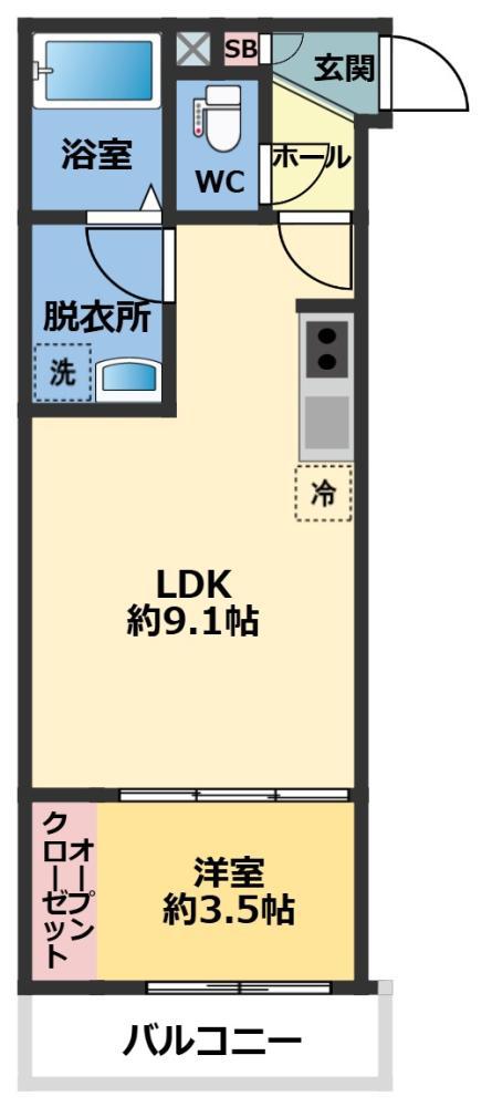 メゾン・ドゥ・アッシュ越谷(1LDK/3階)の間取り写真