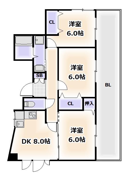 プレシャスUS(3LDK/11階)の間取り写真