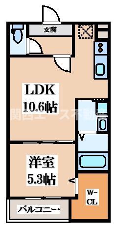 ヴェルメゾン南郷(1LDK/2階)の間取り写真