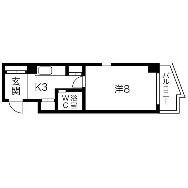 レジデンスナガサワ(1K/4階)の間取り写真