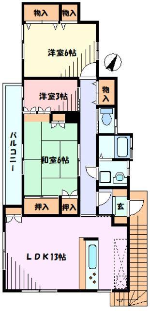 トマトハウスⅡ(2SLDK/2階)の間取り写真