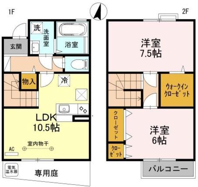 セタンドールB(2LDK/1階)の間取り写真