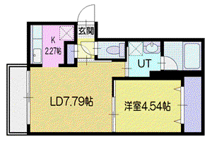 シエル新札幌(1LDK/2階)の間取り写真