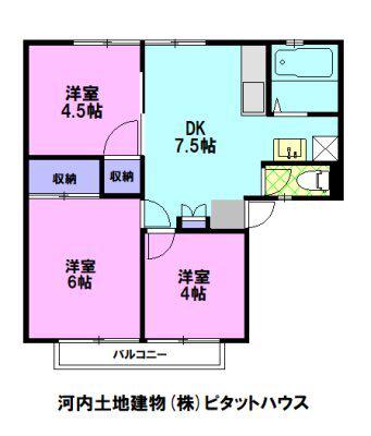 プリオール桜(3DK/2階)の間取り写真