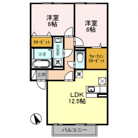 クレールソシア(2LDK/1階)の間取り写真