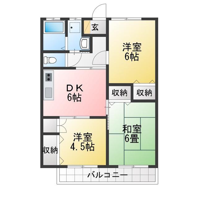 コーポ黒田(3DK/2階)の間取り写真