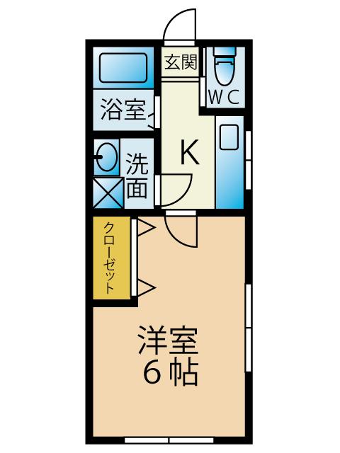 ハイツトシミ(1K/2階)の間取り写真