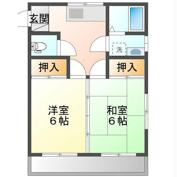 ハイツ芝(2DK/2階)の間取り写真