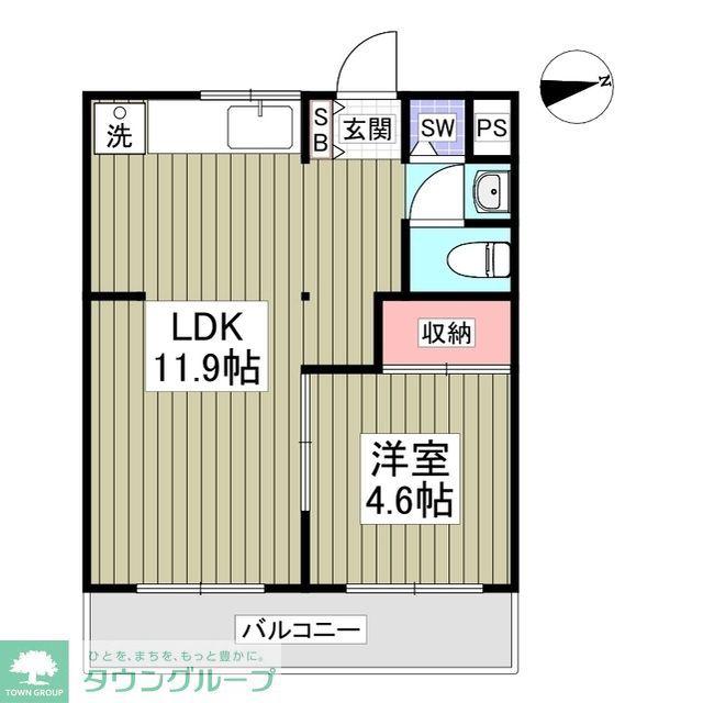 六高ハイツ(1K/3階)の間取り写真