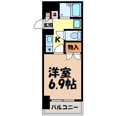 グランパス檀溪(1K/2階)の間取り写真