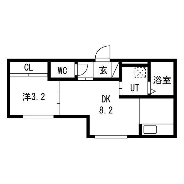 RUI24(1DK/2階)の間取り写真