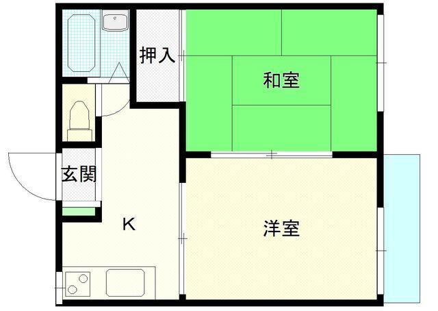 セントラルハイツ(2K/2階)の間取り写真