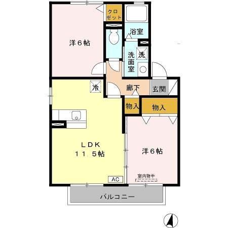 パークヒル A(2LDK/2階)の間取り写真