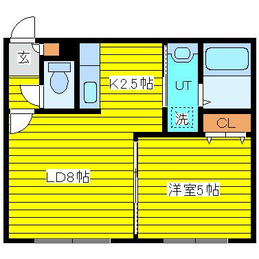 エターナル一番館(1LDK/2階)の間取り写真