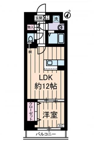 ヤヨイ コート(1LDK/5階)の間取り写真