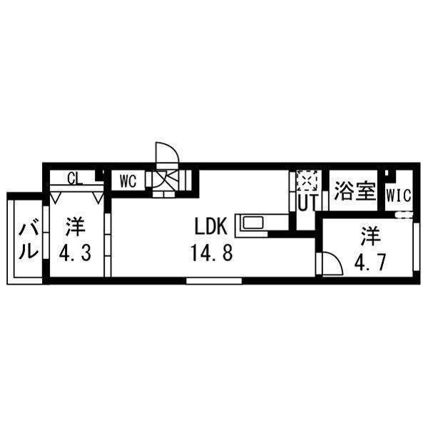 グラシオン(2LDK/1階)の間取り写真