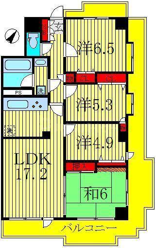 コスモ南柏(4LDK/6階)の間取り写真