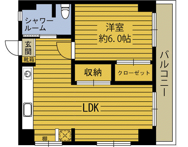 スカイメゾン金池南(1LDK/2階)の間取り写真