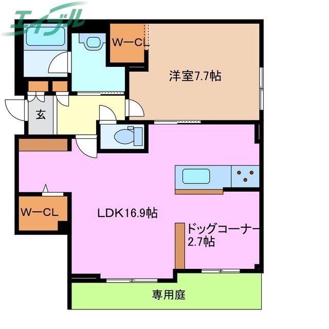 シャーメゾン ラ テラ(1LDK/1階)の間取り写真