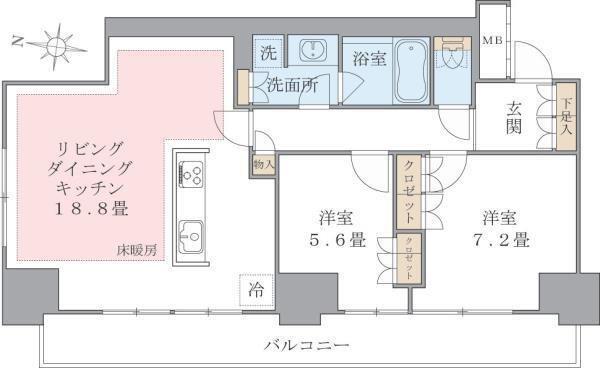 BRILLIA IST 東雲キャナルコート(2LDK/5階)の間取り写真