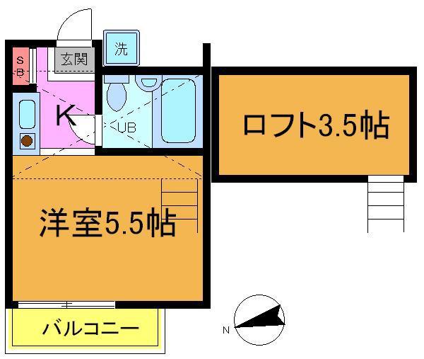 アップルハウス(1K/2階)の間取り写真