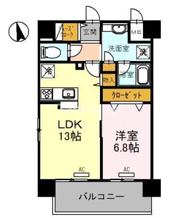 幸COURT森ノ宮(1LDK/1階)の間取り写真