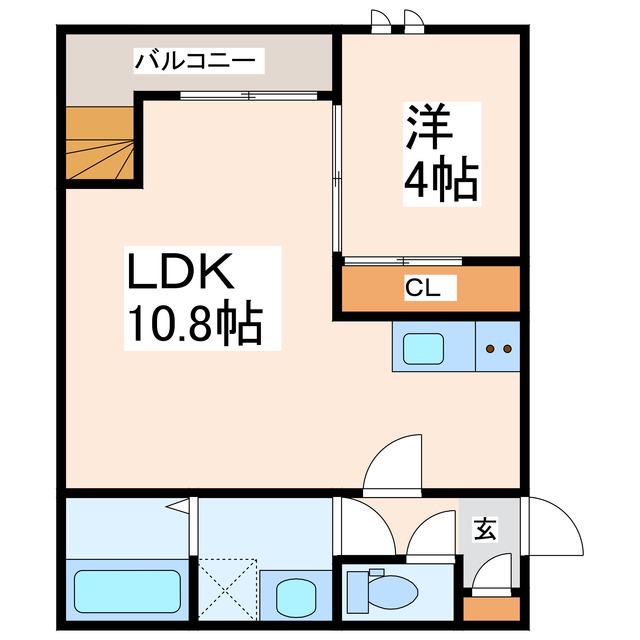 GRANDTICフロンティアII(1LDK/2階)の間取り写真