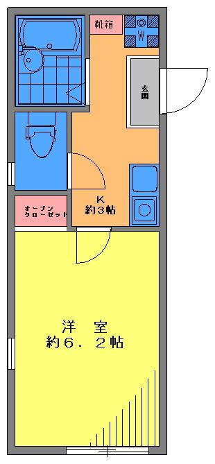 ヴェクセル馬込(1K/1階)の間取り写真