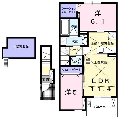 グリーングラス S(2LDK/2階)の間取り写真