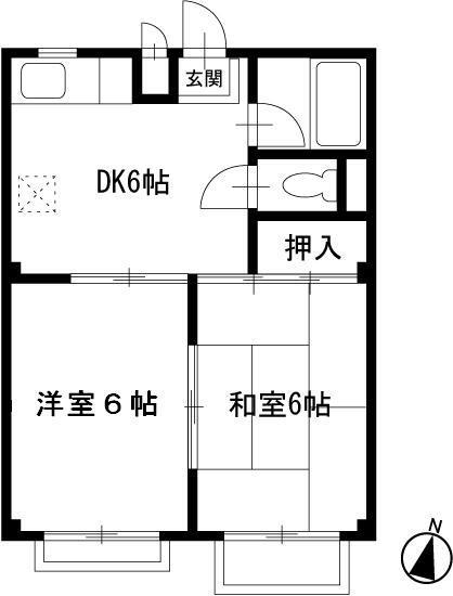 セラミックハイツ鶴見(2DK/1階)の間取り写真