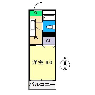 リヤンフォート・役知(1K/2階)の間取り写真