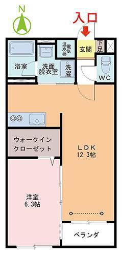 FIORE(1LDK/2階)の間取り写真