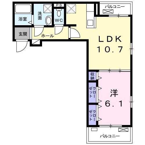 リジエール幸田(1LDK/3階)の間取り写真