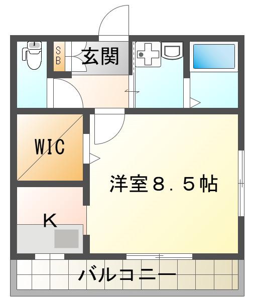 プランドール岡本(1K/3階)の間取り写真