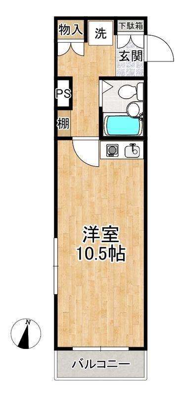 藤沢朝日町ダイカンプラザ(ワンルーム/4階)の間取り写真