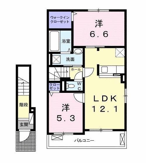 バグースシロガネ(2LDK/2階)の間取り写真