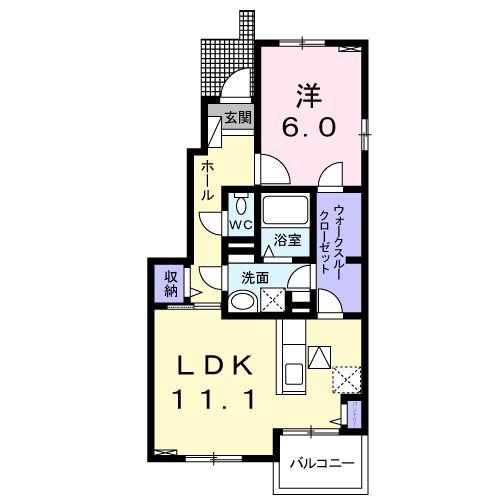 フィオーレB(1LDK/1階)の間取り写真