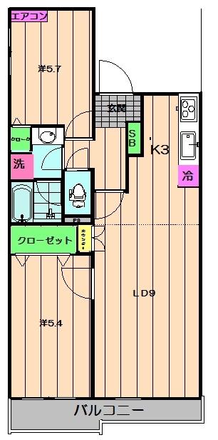 パーク・ハイム上井草(2LDK/3階)の間取り写真