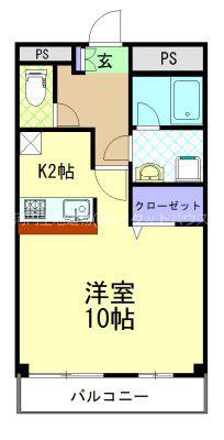 クライムドア(ワンルーム/2階)の間取り写真
