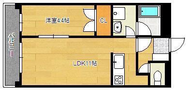 ZENS清水(1LDK/4階)の間取り写真
