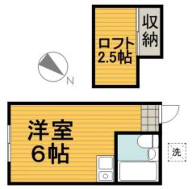 ハイランド(ワンルーム/2階)の間取り写真