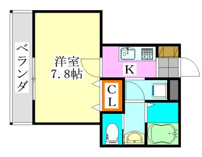 コンプリート(1K/2階)の間取り写真