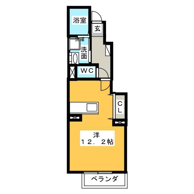 コートヤード III(ワンルーム/1階)の間取り写真