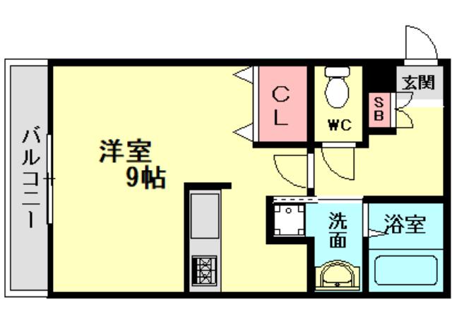 アムールエスパス(1K/2階)の間取り写真