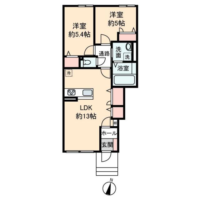 エルツI(2LDK/1階)の間取り写真