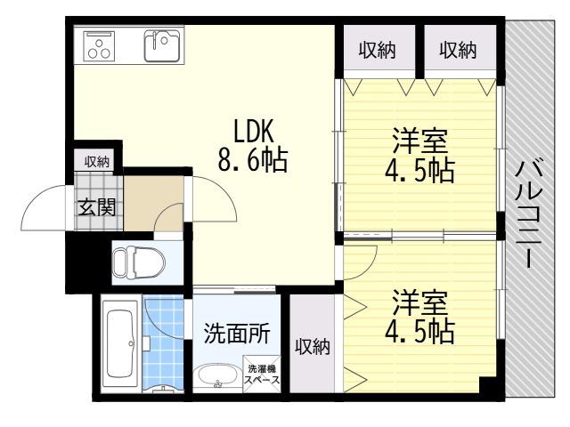 アドバンス松田3番館(2LDK/1階)の間取り写真