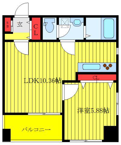ニューハイム小原参番館(1LDK/6階)の間取り写真
