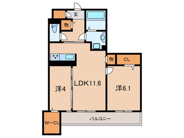 エステート武庫之荘(2LDK/3階)の間取り写真